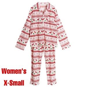 XS-NIP Matching Button-Down Winter Christmas Pajamas